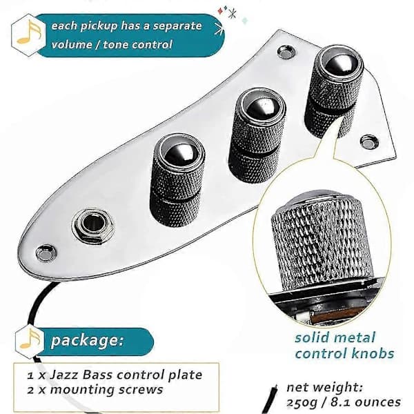 Förmonterad Kontrollplatta För Jazzbasgitarr, Laddad J Bass Kontrollpanel Med Kabelhärva Push Pu