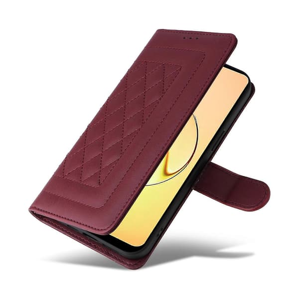 Flipfodral i läder för Realme 10 4G Vinrød Wine Red