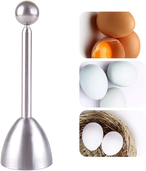 Egg Topper Kutter i Rustfritt Stål Eggeskallåpner for Bløtkokte, Hardkokte og Rå Egg Kjøkkenverktøy Sølv