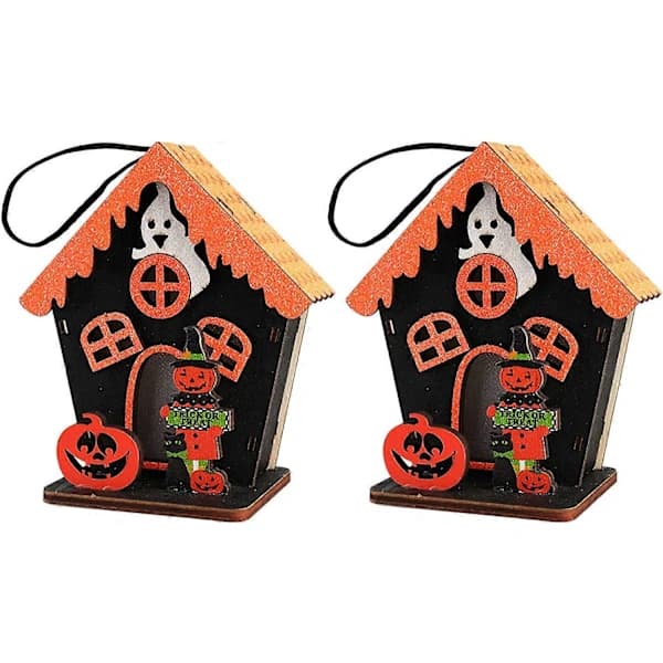 Halloween Gresskarhus Ornament 2 Deler LED-lys