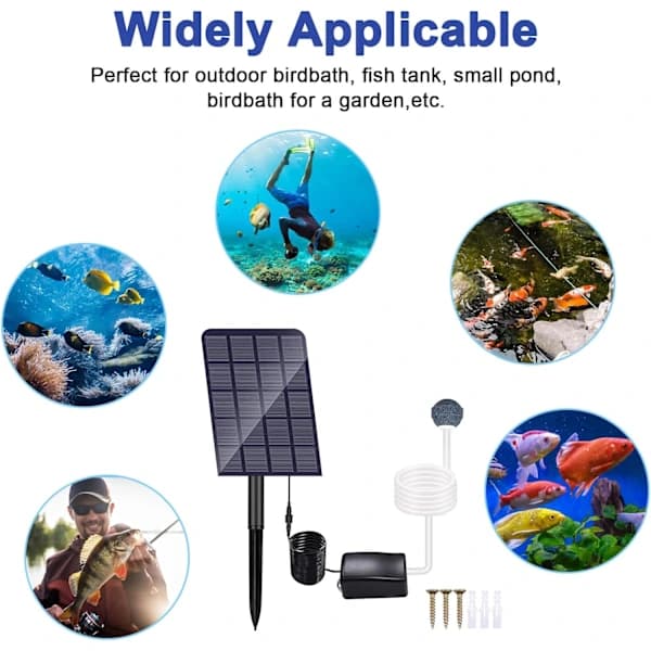 Solcellsdammluftare, 2,5 W solcellsluftpump, solcellsdammpump, akvarium