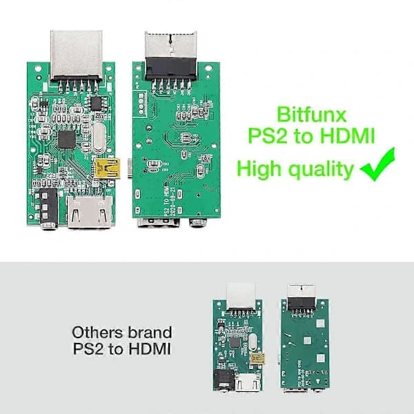 Bitfunx PS2 til HDMI-kompatibel Adapter 3,5 mm Lyd Video Konverter for SONY Playstation 2 PS2 PS3 Konsoll