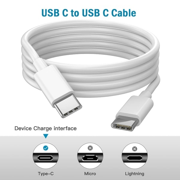 iPhone hurtiglader USB-C strøm 20W + 2m Kabel Hvid - 1st Laddare & 1st 2m laddkabel