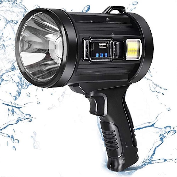CASA Genopladelig Spotlight, 100000 Lumens Led Spotlys Håndholdt Lommelygte Super Udendørs Solar Spotlight S