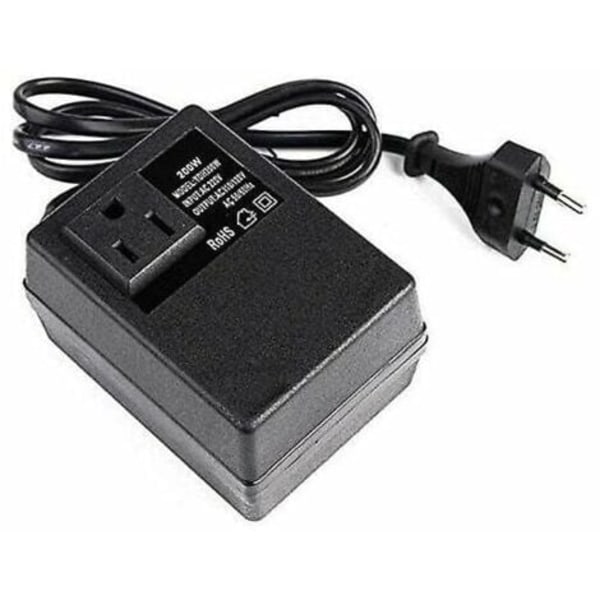 Ulisem Transformator 220V til 110V, 200W, med europeisk kontakt, for redusert spenning..ca