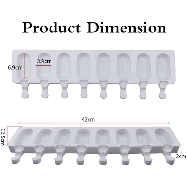 Glassform 8 kpl Mini Cakesicles silikonimuotti + 50 kpl lasikeppejä