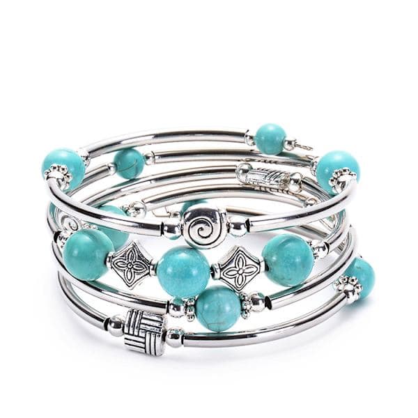 Wrapped Armband Bohemian Beaded Bracelet Multicolor Turquoise
