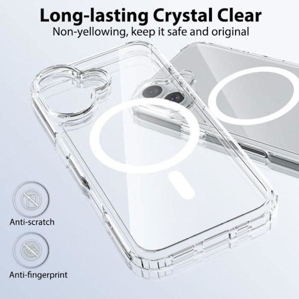 iPhone 16-fodral - Transparent skydd med magnetisk ring