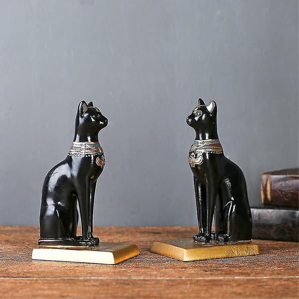 2 stk Retro Resin Egyptisk Katt Bokstøtter Studiorum Dekor