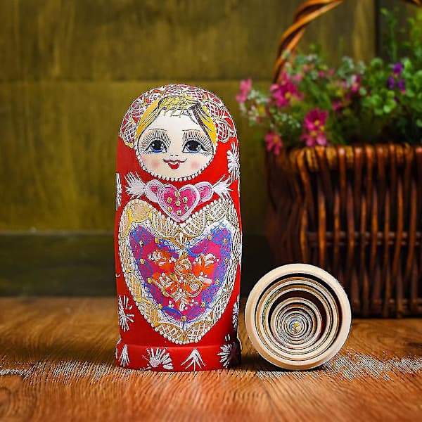 10 lager/set Matryoshka trärysk nestingdocka skrivbordsdekor barn julklappar