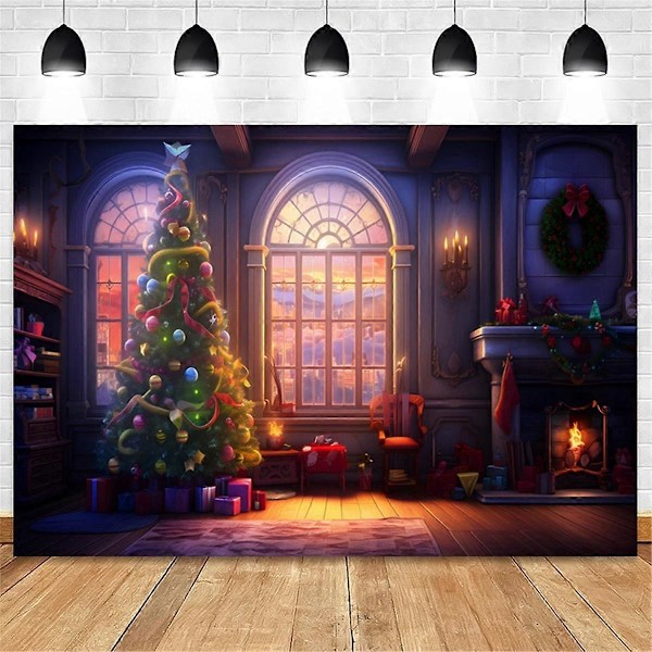 CASA 210x150cm Bakgrunnsklut Vinter Juletre Barnas Multifunksjonelle Fotobakgrunn