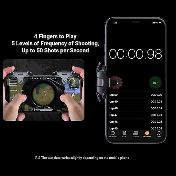 PUBG Mobile Trigger Spilcontroller, 5-niveauer Automatisk Højfrekvent Klik Hurtig Ild, L1R1 Trigger Trigger Skyd Mobiltelefon Spilcontroller Joystick fo...