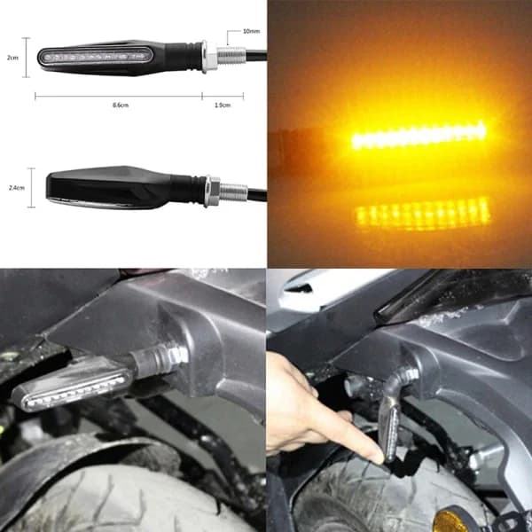 2 stk. universelle flydende motorcykel LED blinklys i gult