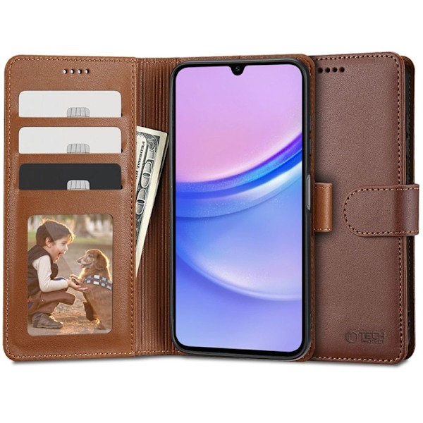 Tech-Protect Galaxy A15 4G/5G Plånboksfodral - Brun 100