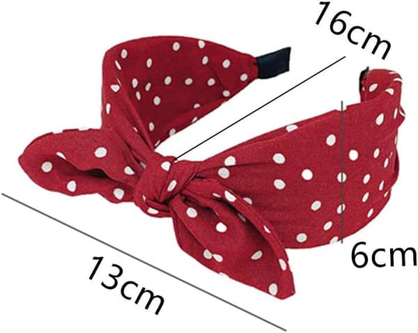 2 st Polka Dot-mönstrade rosett-hårband, breda tygband