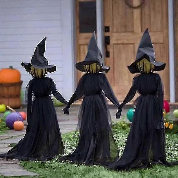 Halloween heksedekoration med lys, lydkontrol og glødeeffekt