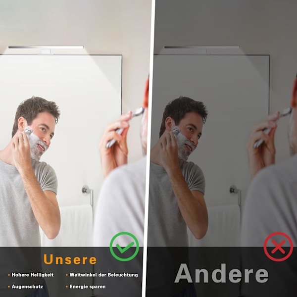 LED Badeværelsesspejllamper 6W 600 Lumen, Badeværelseslampe 30cm Kold Hvid 6000K, IP44 Vandtæt Badeværelsesvæglampe