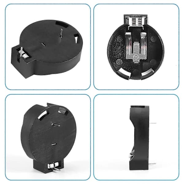 2 stk. Cr2450 Knapcelle Batteri Sokkel Holder Etui 2 Stifter Sort