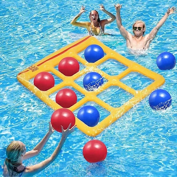 Poolleksaker Set - Tic-Tac-Toe Uppblåsbar Poolleksak Med 10 Bollar