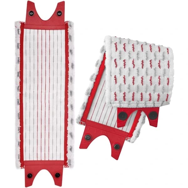 [CA] 2-i-1 Moppeklut Mikrofiber Pad Moppehode Erstatning Superabsorberende & Støvbestandig Rød