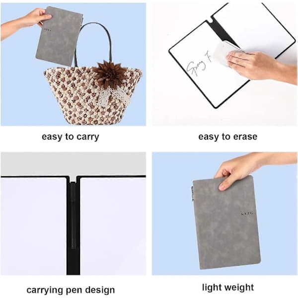 [CA] Bærbar A5 whiteboard-notesbog, 24x16,5 cm genanvendelig whiteboard-notesbog sletbar notesbog