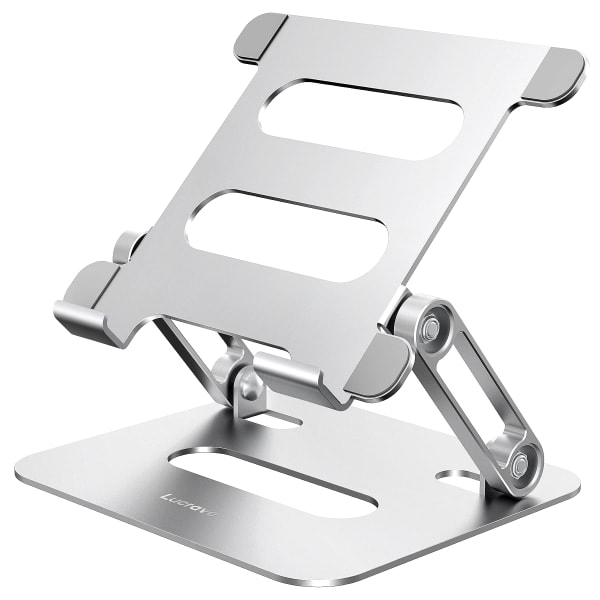 Tabletställ för skrivbord - Justerbart hopfällbart aluminiumstativ för e-läsare, silver