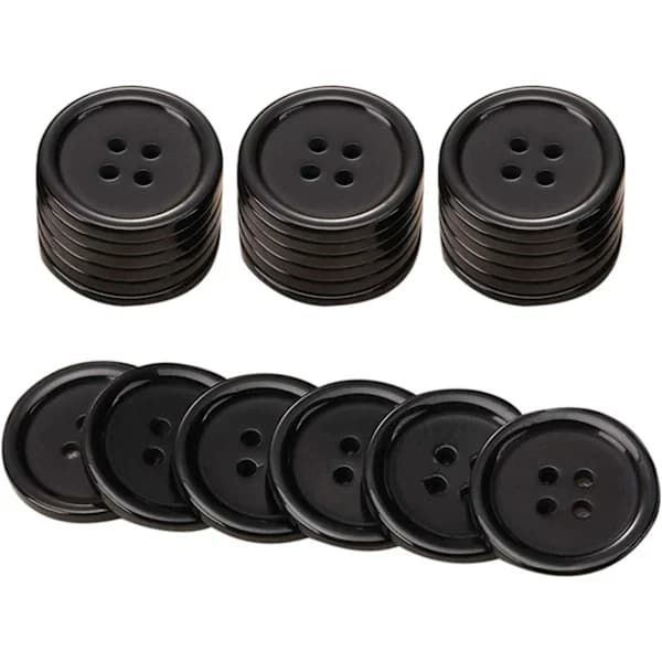 [CA] 20-pakning Svarte Resin 20mm Runde Knapper med 4 Hull