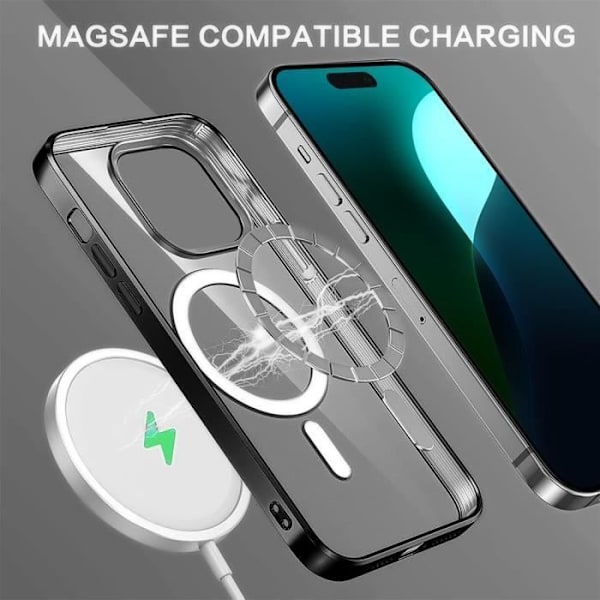Silikonetui til iPhone 16 med magnetisk ring, transparent beskyttelse Sort blank kant