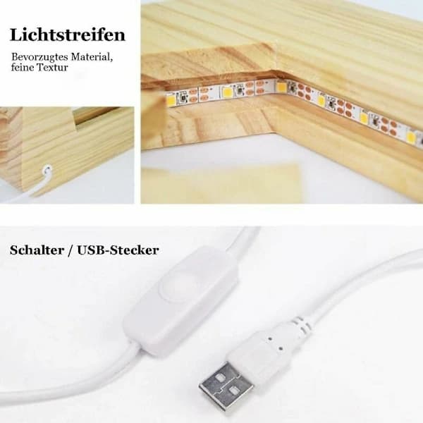 Træhus USB-natlampe 3D-mønster dyrepote klo til kat