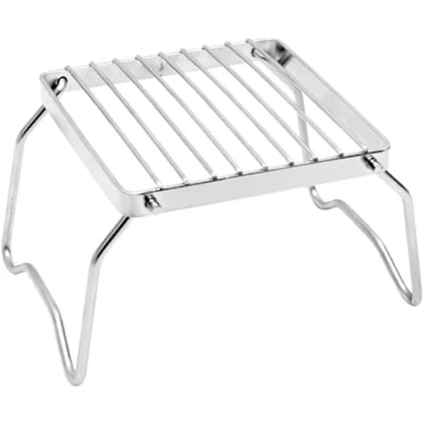 Vikbart campinggrillgaller, bärbart matlagningsställ i 304 rostfritt stål för öppen eld, picknick, backpacking, 17 x 15,5 x 9,5 cm