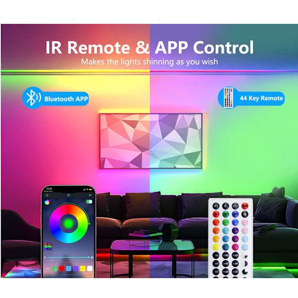 30M LED-lysstripe med Bluetooth-appkontroll