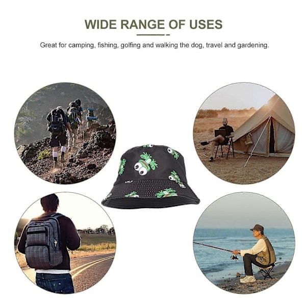 Stilren Bucket Hat Dekorativ Solbeskyttelse Bomulls Bucket Hat Utendørs Sommerhatt（CA)