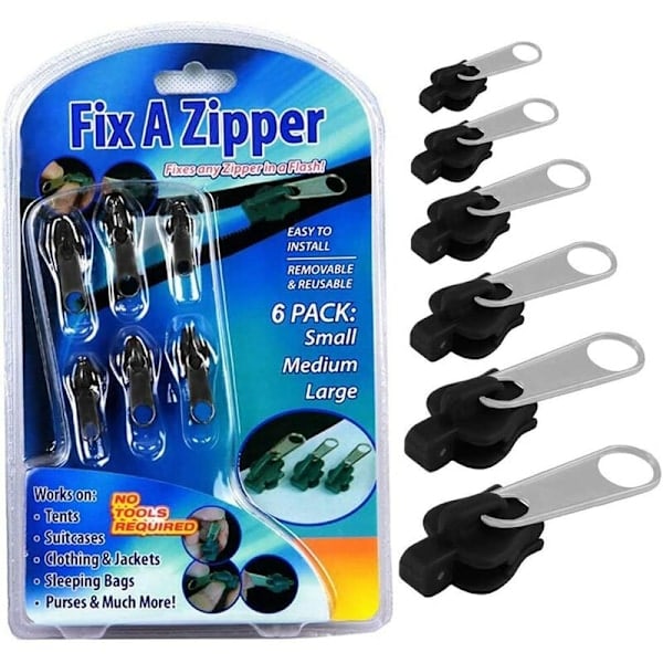 Klippbar dragkedjeslider Dragkedjeslider Zlideon Dragkedjeslider Metall Dragkedja Reparationsset för Kläder Väskor Jackor Tält Bagage