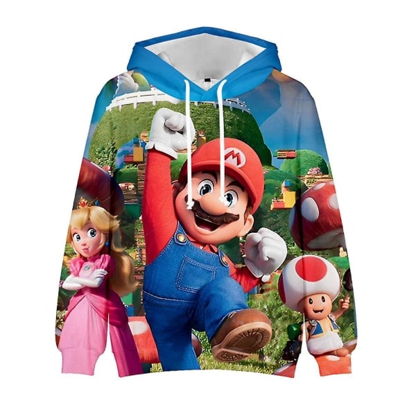 Super Mario Bros Film 3D Cartoon Tryckt Casual Dragkedja Hoodies Långärmad Huvtröja Pullover Toppar Barn Födelsedagspresent C 8-9 År C 8-9 Years