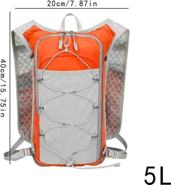 Hydration Løbevest, 5L Åndbar Polyester Rygsæk Med Reflekterende Striber Til Løb, Cykling, Vandring Og Maraton, Orange