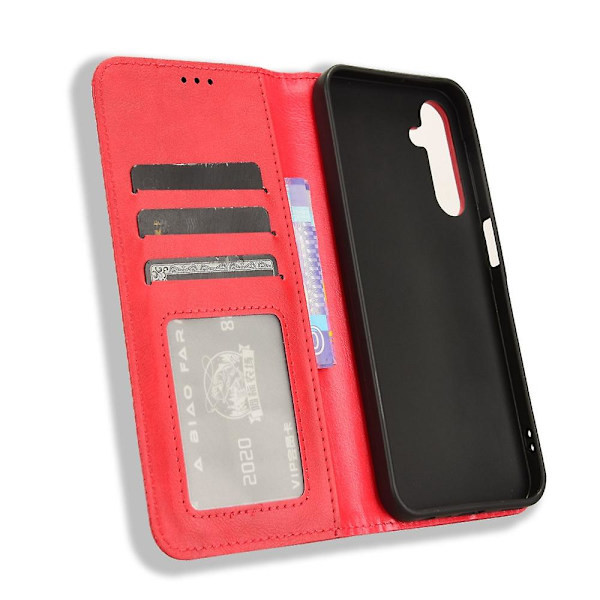 Samsung Galaxy A25 5G Nahkakotelo Magneettinen Automaattinen Sulkeminen Puhelinkotelo (ZYH) Punainen Red Samsung Galaxy A25 5G (Globaali)