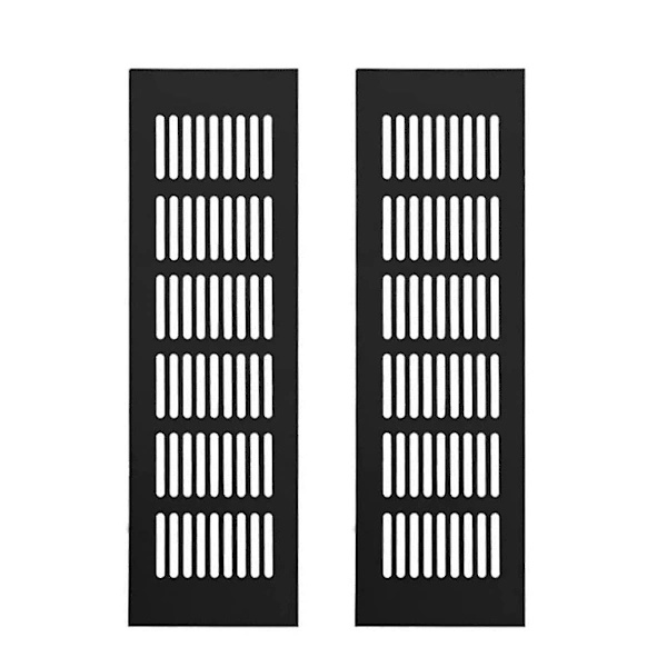 Sæt med 2 ventilationsgitre, Aluminium, 250 x 80 mm, Sort