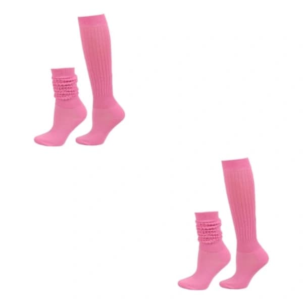 1/2/3/5 2-pack Slitstarka Slouch-strumpor Elasticitet och utsökt Deep Pink 2-set