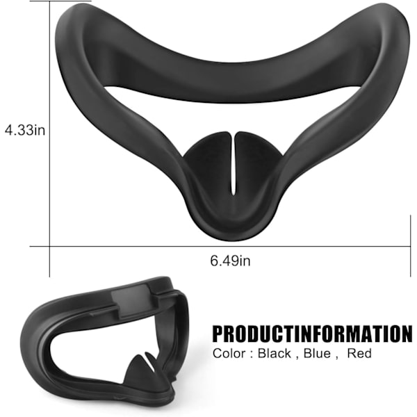 Silikon VR-ansiktsmask för Oculus/Meta Quest 2-headset Glasögon Svettålig Vattentät Ögonkudde Ersättning för Q2 VR-tillbehör (Svart)