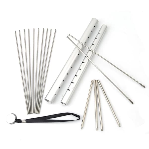 Bærbart sammenleggbart grillstativ i rustfritt stål og aluminium for camping, BBQ, piknik, sølv silver