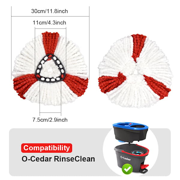 Pakke O-Cedar EasyWring RinseClean Mikrofibermoppehode for 2-tankssystem (Blå)