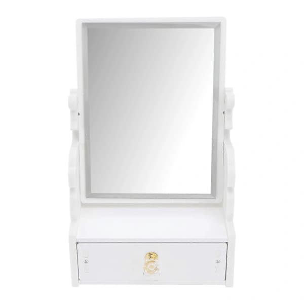 1 stk. Makeupspejl til skrivebord med skuffe og justerbart design til kvinder