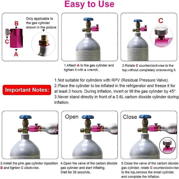 CO2-täyttöadapteri Duo/Crystal 3.0 Quick Connect CO2-sylinterille