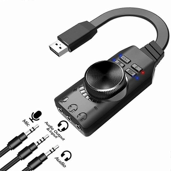 CASA USB Eksternt Lydkort Adapter 7.1 Kanal USB Datamaskin Spill Lydkort 3.5mm USB Adapter Gaming Headset Forbedrer