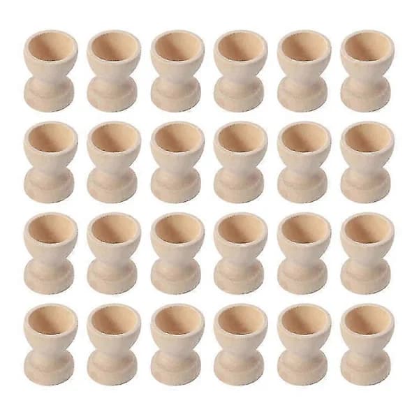 [CA] 24 st Trä Äggställ Äggkoppar Äggförvaring Påskägg Koppar För Hemmet Träfärg 3.5X3CM