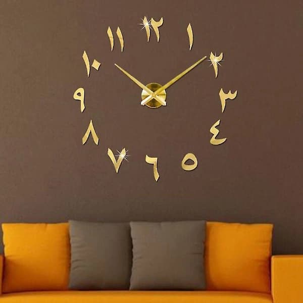 [CA] Tyst DIY Ramlös Suuri Seinäkello Arabialaiset Numerot Seinäkellot