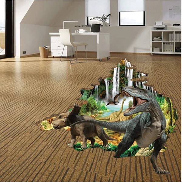 Luova seinätarra 3D-efekti dinosaurukset, seinätarra -tarra,