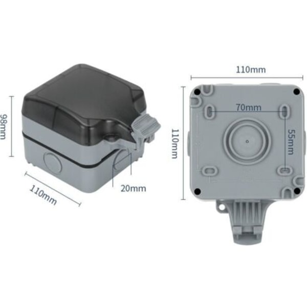 IP66 Utomhus Vattentät Stänksäker Enkelradig Plug-in Box Regntät Vattentätt Utomhusuttag, ett hål.ca
