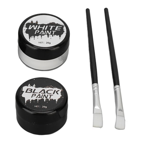 Halloween Ansiktsmålning Kit Svart & Vit Högpigmenterad Ansikts- & Kroppsfärg för DIY Cosplay Temafester