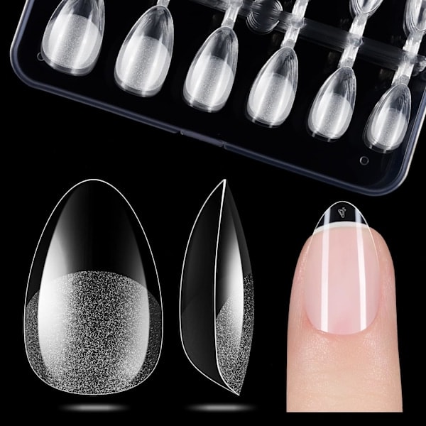 552 st Nagelspetsar i 12 Storlekar - Mjuka Gelénaglar Mandelformade Full Täckning Gel X Nagelförlängningar, PMMA-Harts Klara Starka Falska (ca)